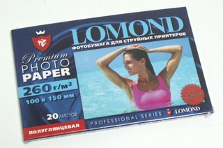 Бумага Lomond 10х15 260 г/м2 20л., полуглянцевая (1103302)