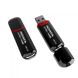 Флеш Диск USB 3.2 64Gb A-Data UV150 AUV150-64G-RBK Черный
