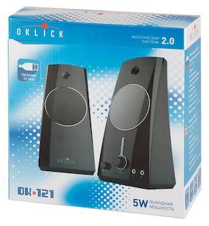 Колонки Oklick OK-121 2.0 черный 5Вт портативные