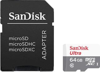 Флеш карта microSDHC 64Gb Class10 Sandisk UHS-I W/A SDSQUNS-064G-GN3MA