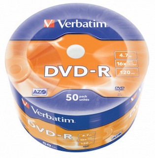 Диск DVD-R Verbatim 4.7Gb 16x Cake Box (50шт) (43788)