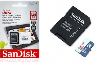 Флеш карта microSDXC 128Gb Class10 Sandisk SDSQUNS-128G-GN6TA +адаптер
