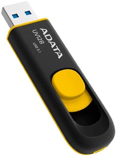 Флеш Диск USB 3.1 64Gb A-Data UV128 AUV128-64G-RBY желтый/черный