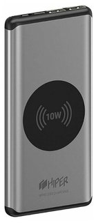 Мобильный аккумулятор Hiper Nano X Li-Pol 10000mAh 3A серебристый 2xUSB
