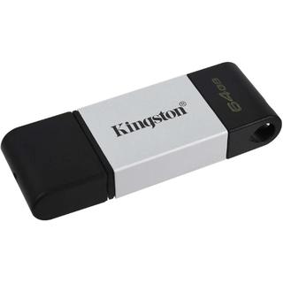 Флеш Диск USB-C  64Gb Kingston DataTraveler 80 DT80/64GB серебристый/черный