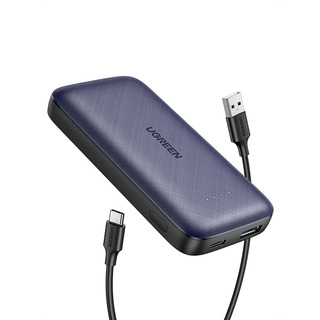 Внешний аккумулятор UGREEN PB178 10000mAh Mini PD Fast Charging Power Bank USB A+C Blue