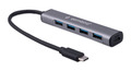 Хаб USB3.1 Gembird UHB-C474, 4хUSB, с доп.питанием (порт Type-C), кабель Type-C 19см, алюминий
