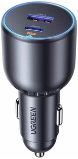 Автомобильное з/у UGREEN EC701 (35023) 63W 2-Port USB-C PD&USB-A Fast Car Charger без кабеля. Цвет: серый
