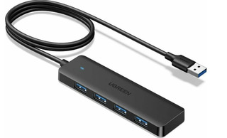 Хаб UGREEN CM219 (35574) 4-Port USB 3.0 Hub with USB-C power port 1м черный