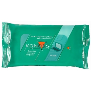 Чистящие  салфетки Konoos KSN-15 15шт для ЖК экранов,ноутбуков,смарфонов,КПК, покетпак