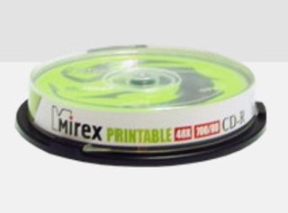Диск CD-R Mirex Printable inkjet  700 Мб 48x бокс 10 штук