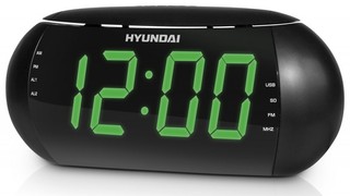 Радиобудильник Hyundai H-1550 черный с зеленым
