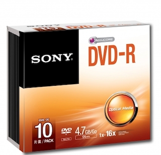 Диск DVD-R Sony 4,7 Гб 16x 1шт 10DMR47SS