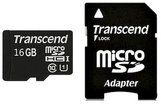 Флеш карта microSDHC 16Gb Transcend TS16GUSDU1 w/adapter