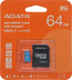 Флеш карта microSDHC 64Gb Class10 A-Data AUSDX64GUICL10A1-RA1 Premier + adapter