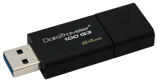 Флеш Диск USB 3.0 64Gb Kingston DataTraveler 100 G3 DT100G3/64GB черный