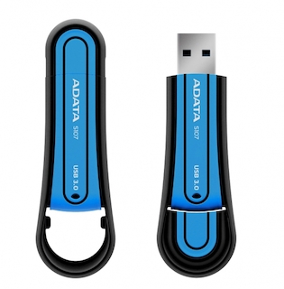 Флеш Диск USB 3.0 64Gb A-Data S107, резиновый, Синий