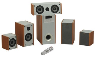 Колонки Sven IHOO T100 wood 5.1 5x20Вт+50Вт RMS 150Вт ПДУ FM-tuner дерево