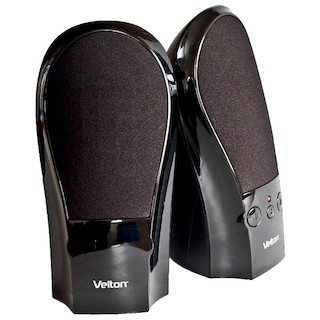 Колонки Velton SPS-201 2.0, 1Вт (0,5Вт*2 RMS), электронные клавиши громкости, питание и аудио USB, черные