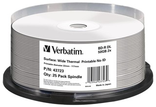 Диск BD-R Verbatim 50Gb 2x Wide Thermal Printable(25шт) 43723