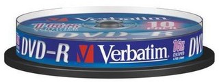 Диск DVD-R Verbatim 4.7Gb 16x Cake Box (10шт) 43523
