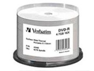 Диск DVD-R Verbatim 4.7Gb 16x Cake Box Thermal Printable (50шт) 43448