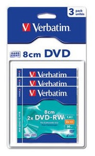 Диски DVD-RW Verbatim 1.46Gb 2x 8cm Blister pack (3шт) 43593