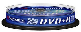 Диск DVD+R Verbatim 4.7Gb 16x Cake Box (10шт) 43498