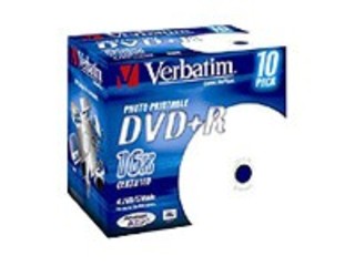 Диск DVD+R Verbatim 4.7Gb 16x Jewel Case Printable (10шт) 43508
