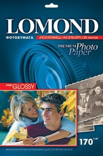 Бумага Lomond A4 170г/м2 20л.полуглянцевая (1101305)