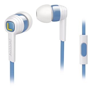 Наушники с микрофоном Philips SHE7055AR/00 белый/голубой 1.2м