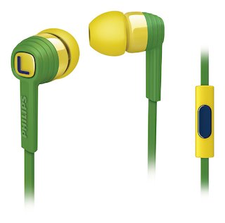 Наушники с микрофоном Philips SHE7055BZ/00 зеленый/желтый 1.2м