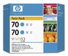 Картридж струйный HP 70 CB343A Cyan  (упаковка из 2 шт C9452A) для DJ Z2100/Z3100