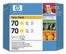 Картридж струйный HP 70 CB345A Yellow (упаковка из 2 шт C9454A) для DJ Z2100/Z3100