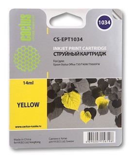Картридж струйный Cactus CS-EPT1034 желтый для Epson Stylus Office T1100/TX510/TX510fn (14ml)