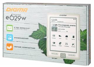 Электронная книга Digma E629W 6" E-Ink Carta 1024x758 600MHz 128Mb/4Gb/microSDHC белый