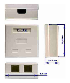 Розетка TWT (TWT-SM2-4512-WH) настенная 1 порт RJ-45 категории 5е и 1 порт RJ-12