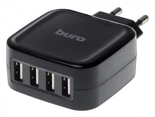 Сетевое з/у Buro Smart 5A 4 USB black (TJ-286B)