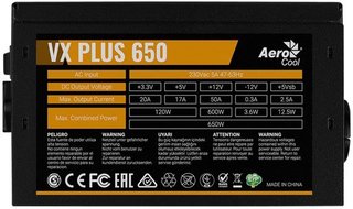 Блок питания Aerocool ATX 650W VX-650 PLUS 650W (24+4+4pin) 120mm fan 3xSATA RTL
