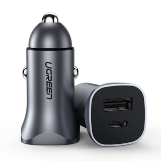 Автомобильное з/у UGREEN CD130 (40858) USB-C PD+USB-A QC 30W Fast Car Charger + SCP22.5W