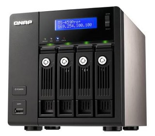 Сетевой накопитель Qnap TS-459 Pro+ 4 отсека для жестких дисков процессор Intel D525 1.8 ГГц