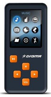 Плеер Flash Digma Q2 4Gb black 1,8" 260K TFT/FM/AVI/MP3/WMA/WAV/Tetris/TF slot/15H