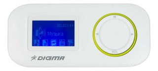 Плеер Flash Digma R1 8Gb White 1.1" FM Dic MicroSDHC HedPh WMA /MP3/WMA/WAV/Micro SDHC/Clip