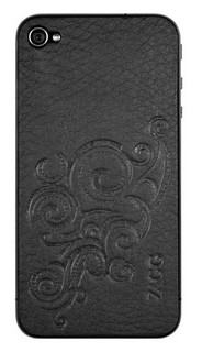 Наклейка ZAGG LEATHERskin для iPhone 4/4S black embossed