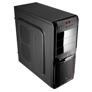 Корпус AeroCool V3X Red edition black w/o PSU ATX 2*USB audio HD