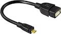 Адаптер Hama H-115911 USB 2.0 micro B-A (m-f) 0.15 м позолоченные контакты черный