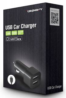 Автомобильное зарядное устройство Ippon 1A+2.4А + microUSB cable черный (CC323bm)