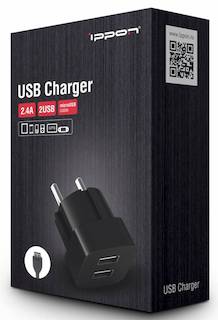 Зарядное устройство Ippon 1A+1A + microUSB cable черный (TC322bm)